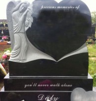 001 Black Granite Heart with Angel